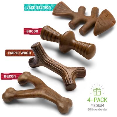 Bundle: Virbac C.E.T. VeggieDent Fr3sh Tartar Control Dog Chews + Benebone Multipack Durable Chew Toy