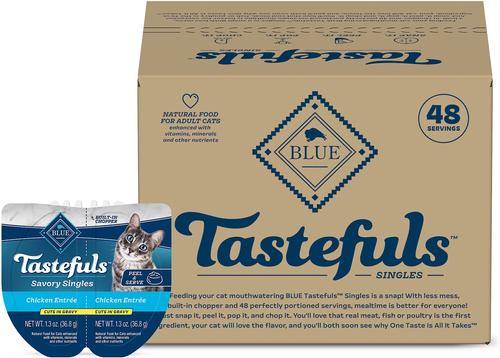 Tastefuls Savory Singles Chicken Entrée Cuts in Gravy Adult Cat Food, 2.6-oz cup, case of 24