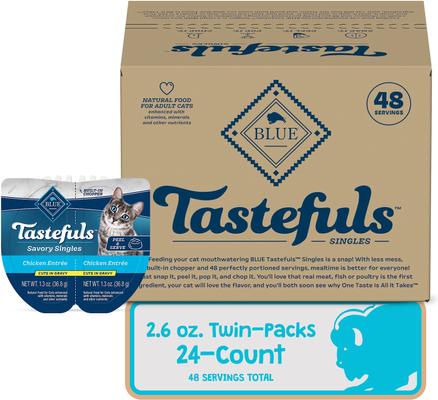 Tastefuls Savory Singles Chicken Entrée Cuts in Gravy Adult Cat Food, 2.6-oz cup, case of 24