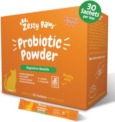 Probiotic Powder Pumpkin Flavored Gut Flora & Digestive Aid Supplement for Cats, 30 count