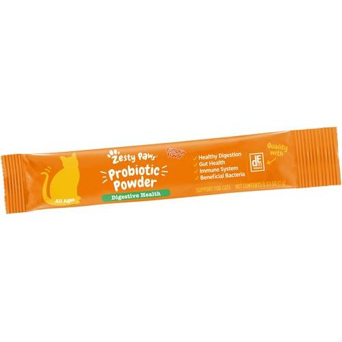 Zesty Paws, Probiotic Powder, Probióticos para Flora Intestinal y Digestión, sabor Calabaza, Gatos, 30 sobres