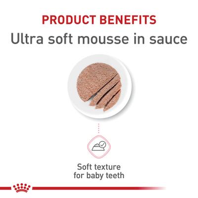 Alimento húmedo para gatos Feline Health Nutrition Mother & Babycat Ultra Soft Mousse en salsa, lata de 5.1 oz, caja de 48