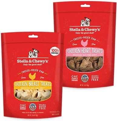 Bundle: Stella & Chewy's Chicken Breast + Chicken Hearts Freeze-Dried Dog Treats