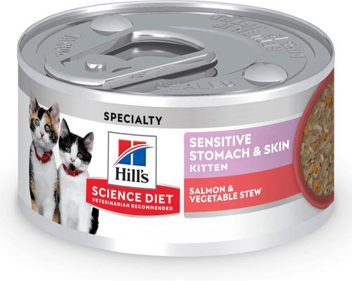 Kitten Sensitive Stomach & Sensitive Skin Salmon & Vegetable Stew Wet Cat Food, 2.8-oz can, 24 count
