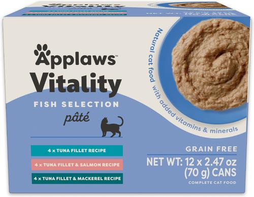Vitality Fish Pate Selection Grain-Free Wet Cat Food, 5.5-oz can, case of 12