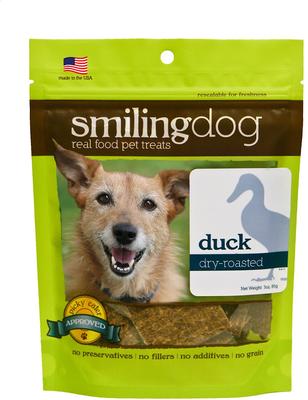 Golosinas para perros de pato asado en seco Smiling Dog, bolsa de 3 oz