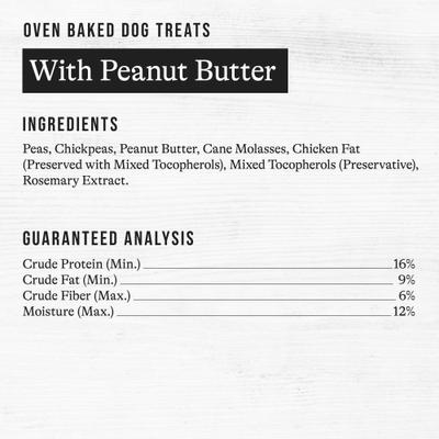 Peanut Butter Recipe Grain-Free Oven Baked Crunchy Biscuit Dog Treats, 8-oz bag