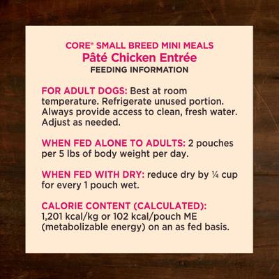 CORE Grain-Free Small Breed Mini Meals - Alimento para perros con paté de pollo, 3 oz (paquete de 12)