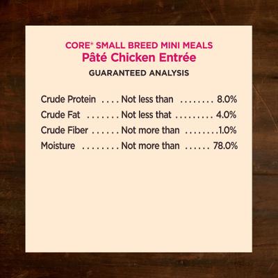 CORE Grain-Free Small Breed Mini Meals - Alimento para perros con paté de pollo, 3 oz (paquete de 12)