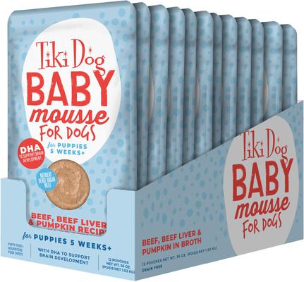 Baby Mousse for Puppies Grain-Free, Beef, Beef Liver & Pumpkin Recipe Wet Dog Food, 3-oz pouch, case of 12