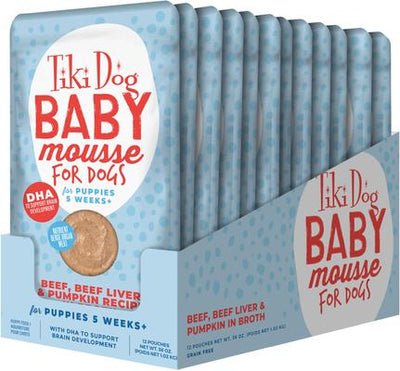 Baby Mousse for Puppies Grain-Free, Beef, Beef Liver & Pumpkin Recipe Wet Dog Food, 3-oz pouch, case of 12
