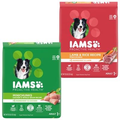 Bundle: Iams MiniChunks Small Kibble High Protein + Lamb & Rice Recipe Dry Dog Food