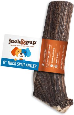 Medium Split Elk Antler Extra Thick Dog Chew Treats, 6-in