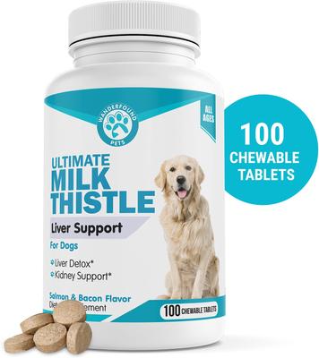 Milk Thistle Liver Support Salmon & Bacon Flavor Dog Supplement, 100 count