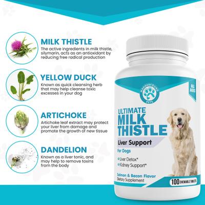 Milk Thistle Liver Support Salmon & Bacon Flavor Dog Supplement, 100 count