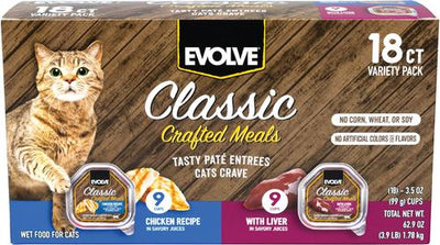 Classic Crafted Meals Chicken & Liver Recipe Variety Pack Pate Wet Cat Food, 3.5-oz can, case of 18