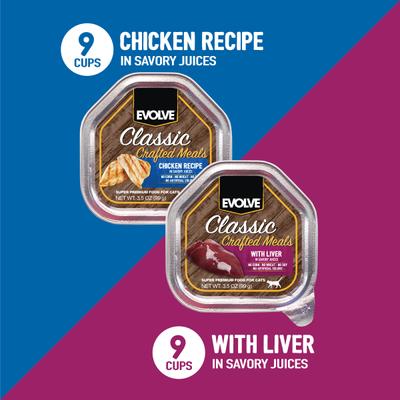 Classic Crafted Meals Chicken & Liver Recipe Variety Pack Pate Wet Cat Food, 3.5-oz can, case of 18