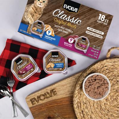 Classic Crafted Meals Chicken & Liver Recipe Variety Pack Pate Wet Cat Food, 3.5-oz can, case of 18