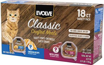 Classic Crafted Meals Chicken & Liver Recipe Variety Pack Pate Wet Cat Food, 3.5-oz can, case of 18