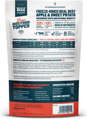 Beef High Protein Freeze-Dried Raw Dog Food Topper, 7-oz pouch