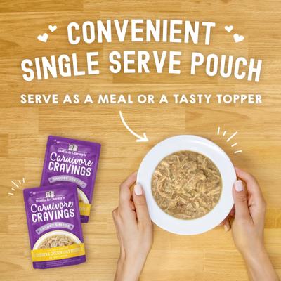 Carnivore Cravings Chicken & Chicken Liver Flavored Shredded Wet Cat Food, 2.8-oz pouch, case of 24