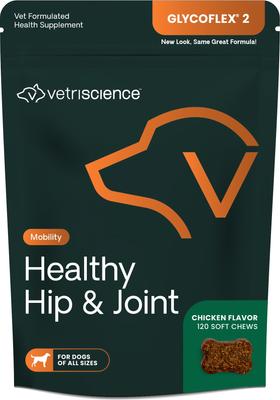 GlycoFlex 2 Healthy Hip & Joint Chicken-Flavored Chews with Glucosamine & Green-Lipped Mussel Supplement for Dogs, 120 count