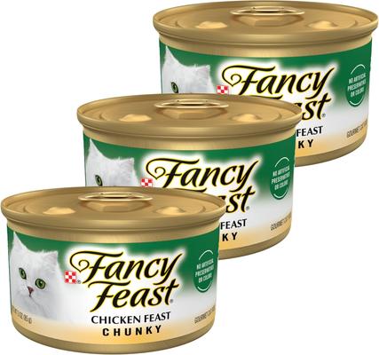 Chicken Feast Chunky Pate Wet Cat Food, 3-oz can, case of 24