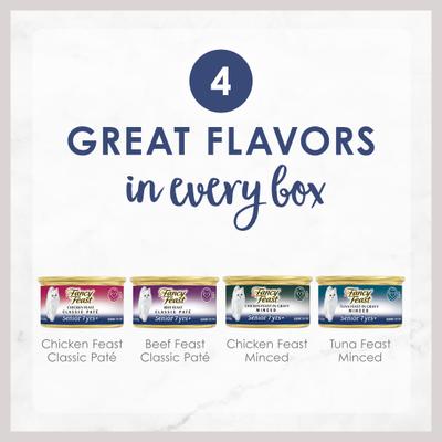 Senior 7+ Chicken, Beef & Tuna Feasts Variety Pack Canned Cat Food, 3-oz can, case of 24