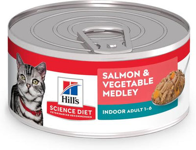 Adult Indoor Salmon & Vegetable Medley Minced Wet Cat Food, 5.5-oz can, 24 count
