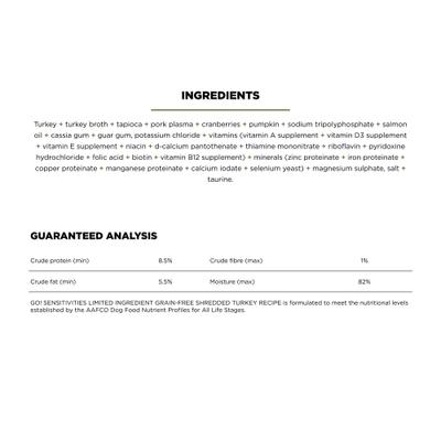 Sensitivities Limited Ingredient Grain-Free Shredded Turkey Dog Food, 12.5-oz, case of 12