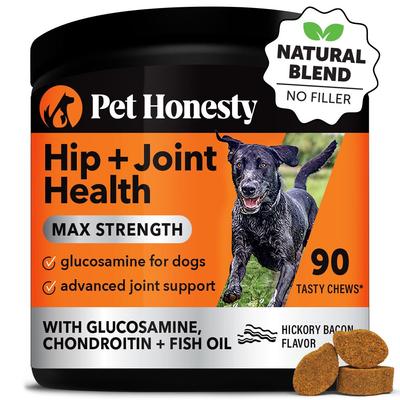 Hip + Joint Health Max-Strength Hickory Bacon Flavor Glucosamine Supplement for Dogs, 90 count