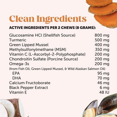 Hip + Joint Health Max-Strength Hickory Bacon Flavor Glucosamine Supplement for Dogs, 90 count