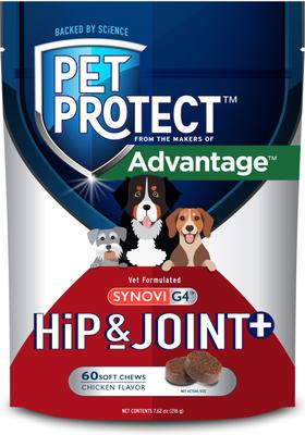 Synovi G4 Hip & Joint+ Chicken Flavored Soft Chew Supplement with Glucosamine for Dogs, 120 count