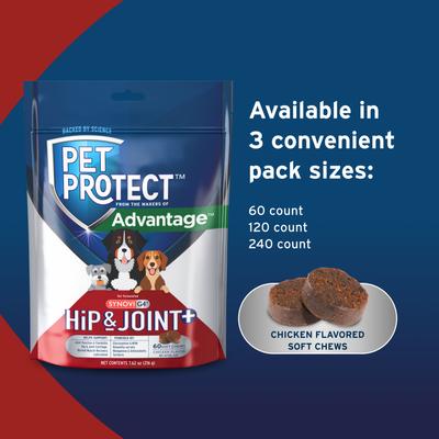 Synovi G4 Hip & Joint+ Chicken Flavored Soft Chew Supplement with Glucosamine for Dogs, 120 count