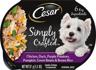 Simply Crafted Chicken, Duck, Purple Potatoes, Pumpkin, Green Beans & Brown Rice Adult Wet Dog Food Meal Topper, 1.3-oz tray, case of 10