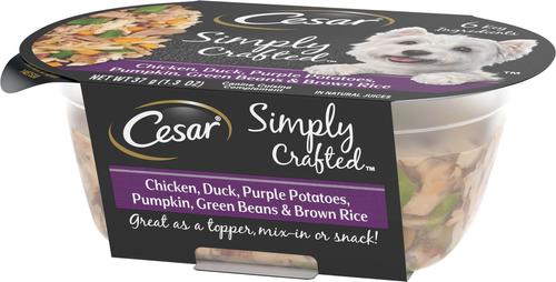 Simply Crafted Chicken, Duck, Purple Potatoes, Pumpkin, Green Beans & Brown Rice Adult Wet Dog Food Meal Topper, 1.3-oz tray, case of 10
