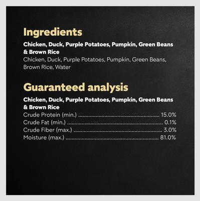 Simply Crafted Chicken, Duck, Purple Potatoes, Pumpkin, Green Beans & Brown Rice Adult Wet Dog Food Meal Topper, 1.3-oz tray, case of 10