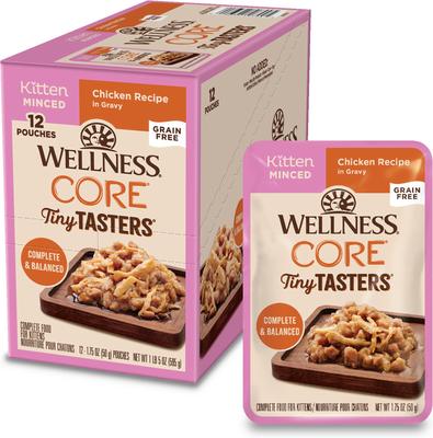 CORE Tiny Tasters Kitten Chicken Grain-Free Minced Wet Cat Food, 1.75-oz pouch, case of 12