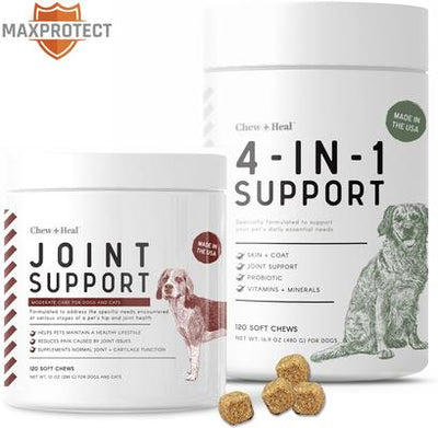 4-IN-1 Support Chews Dog Supplement & Chew + Heal Joint Support Chews Dog Supplement, 240 count