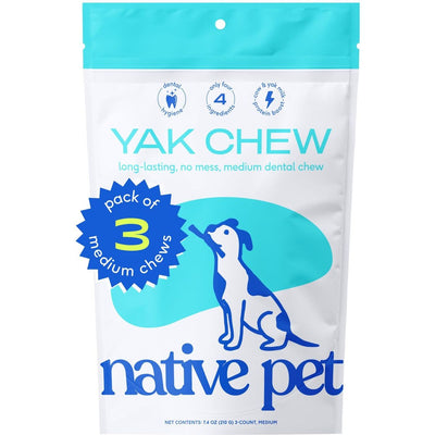 Native Pet Yak Dental Chews Himalayan Cheese Medium Dog Treats, 3 count