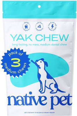 Yak Dental Chews Himalayan Cheese Medium Dog Treats, 8-oz bag, 3 count