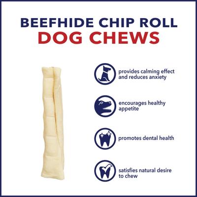 Beefhide 5-inch Chip Rolls Natural Flavored Dog Hard Chews, 18 count