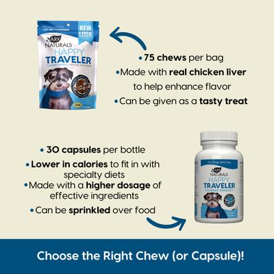Happy Traveler Capsule Calming Supplement for Dogs & Cats, 30 capsules
