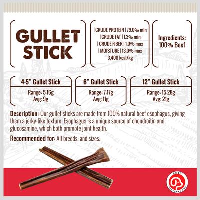 Gullet Sticks Beef Flavored 12-in Dog Chews, 6 count