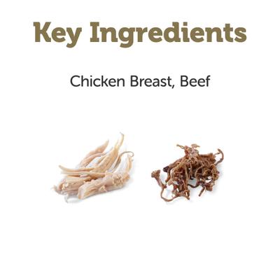 Alimento húmedo natural para perros Taste Toppers de pechuga de pollo con carne de res, bolsa de 5.5 oz, caja de 12