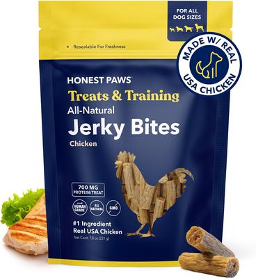 Premios para perros Jerky Bites con sabor a pollo, sin cereales, bolsa de 7.8 oz