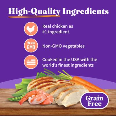 Chicken, Shrimp & Crab Adult Grain- Free Soft Pate in Broth Wet Cat Food, 5.5-oz can, case of 12