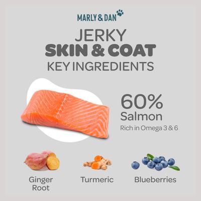 Healthy & Functional Salmon Jerky Treats for Dogs, Skin & Coat Recipe, 6oz bag