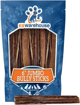 Golosinas para perros Bully Sticks Jumbo de 6 pulgadas, 3 unidades