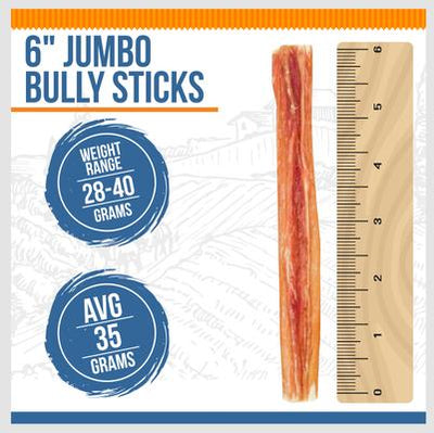 Jumbo 6-inch Bully Sticks Dog Treats, 3 count